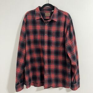 Woolrich Men Flannel Shirt Size XXL Red Plaid Long Sleeve Farmhouse Button Front